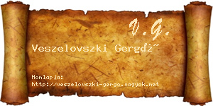 Veszelovszki Gergő névjegykártya